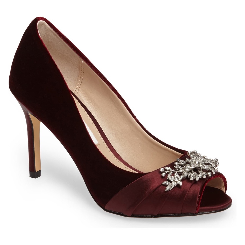 Nina Rumina Embellished Peep Toe Pump